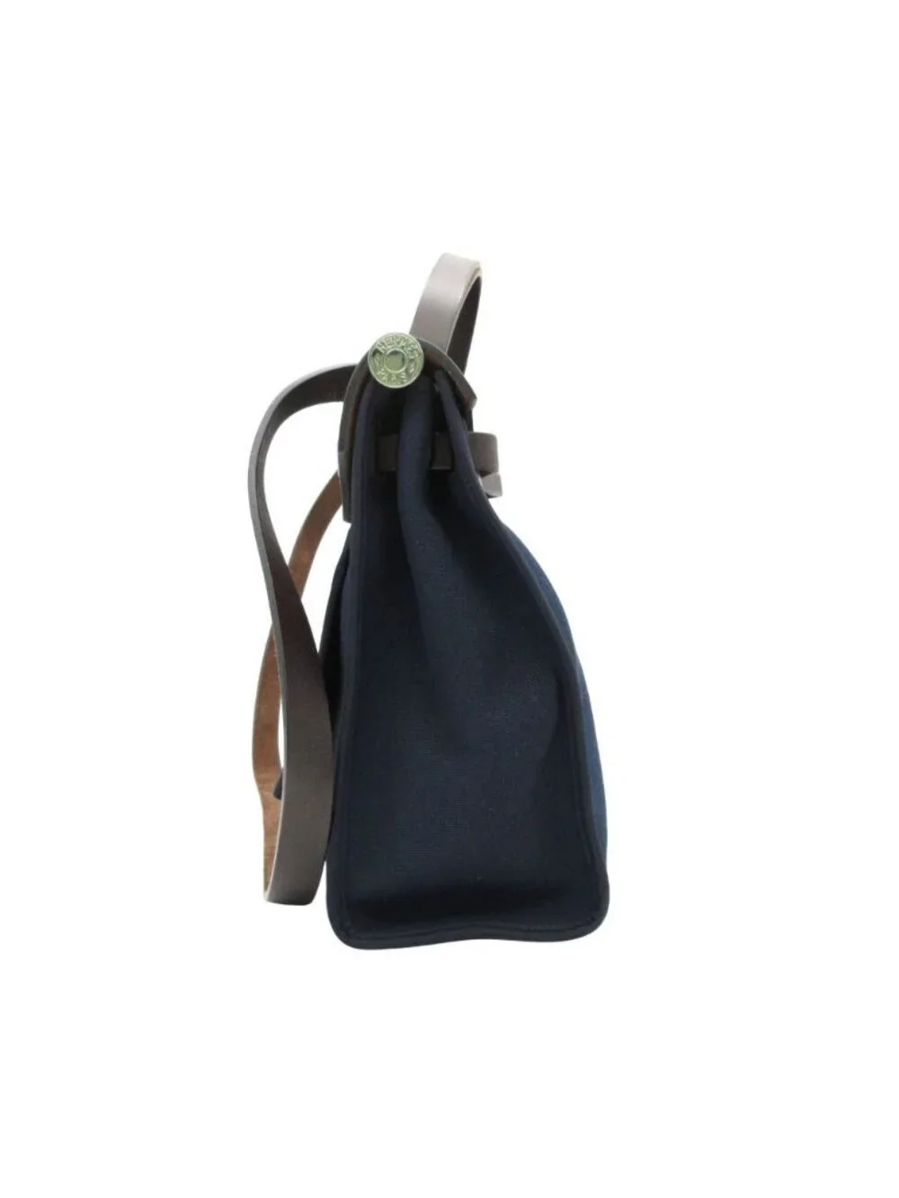 Hermes Handbag Herbag Zip PM Pouch Toile Military Leather Navy